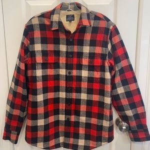 J Crew Authentic Outerwear Men’s Sherpa-Lined Flannel Long-Sleeve Shirt/Jacket